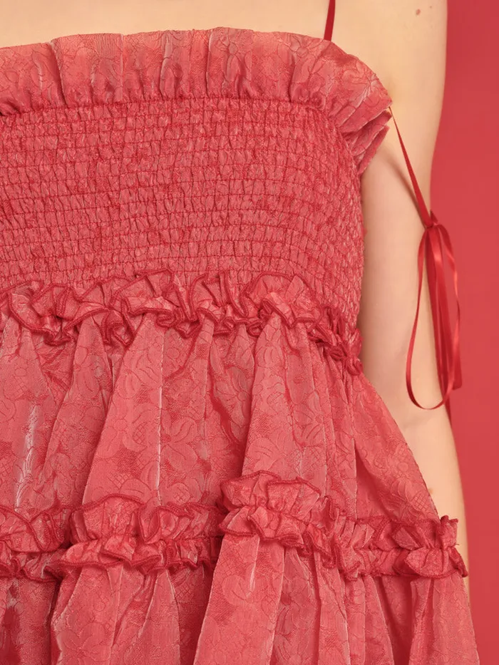 Women DREAM Calla Organza Mini Dress Cherry Red Sister Jane Dresses