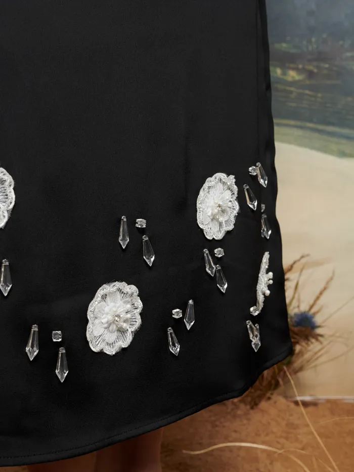 Women DREAM Desert Hearts Midi Skirt Coal Black Sister Jane Bottoms