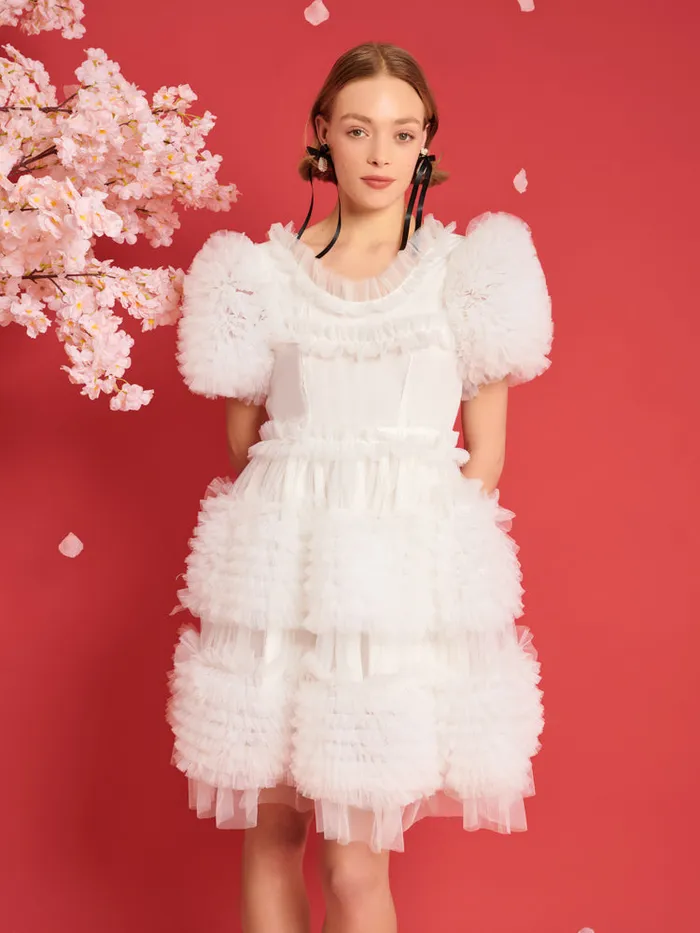 Women DREAM Fey Tulle Ruffle Dress True White Sister Jane Dresses
