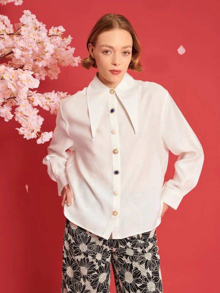 Women DREAM Fortune Belted Shirt Pearled Ivory Sister Jane Tops