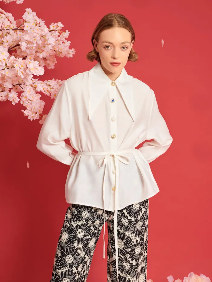 Women DREAM Fortune Belted Shirt Pearled Ivory Sister Jane Tops