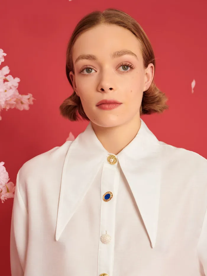 Women DREAM Fortune Belted Shirt Pearled Ivory Sister Jane Tops