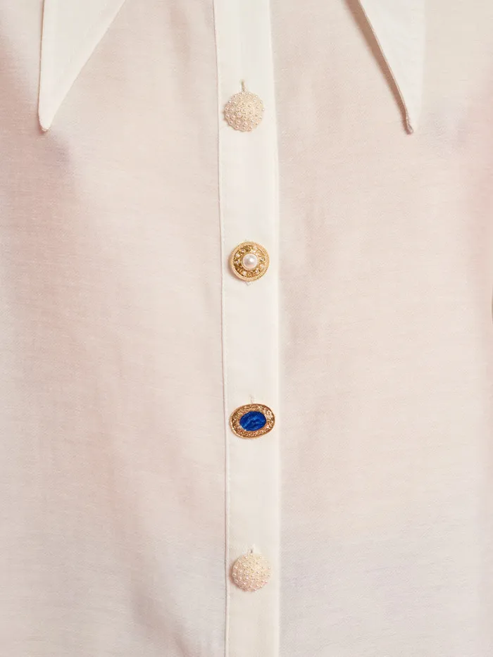 Women DREAM Fortune Belted Shirt Pearled Ivory Sister Jane Tops