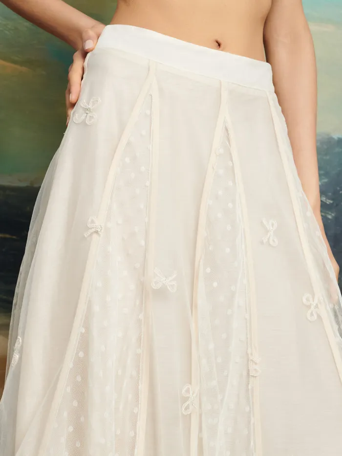 Women DREAM Jolene Tulle Ruffle Midi Skirt Vintage Cream Sister Jane Bottoms