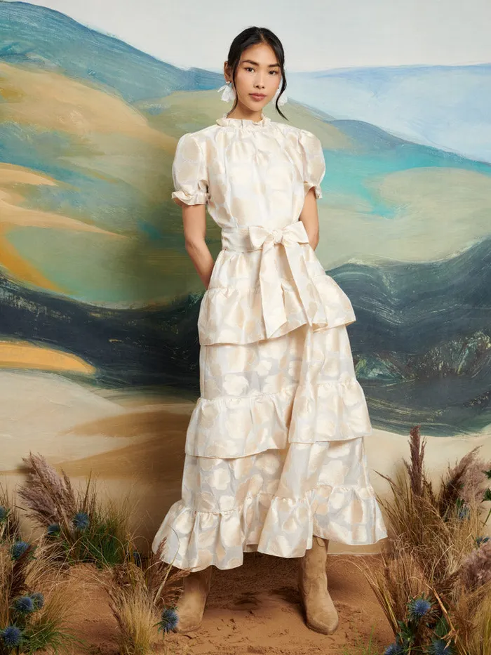 Women DREAM Lasso Jacquard Midi Dress White Gold Sister Jane Dresses