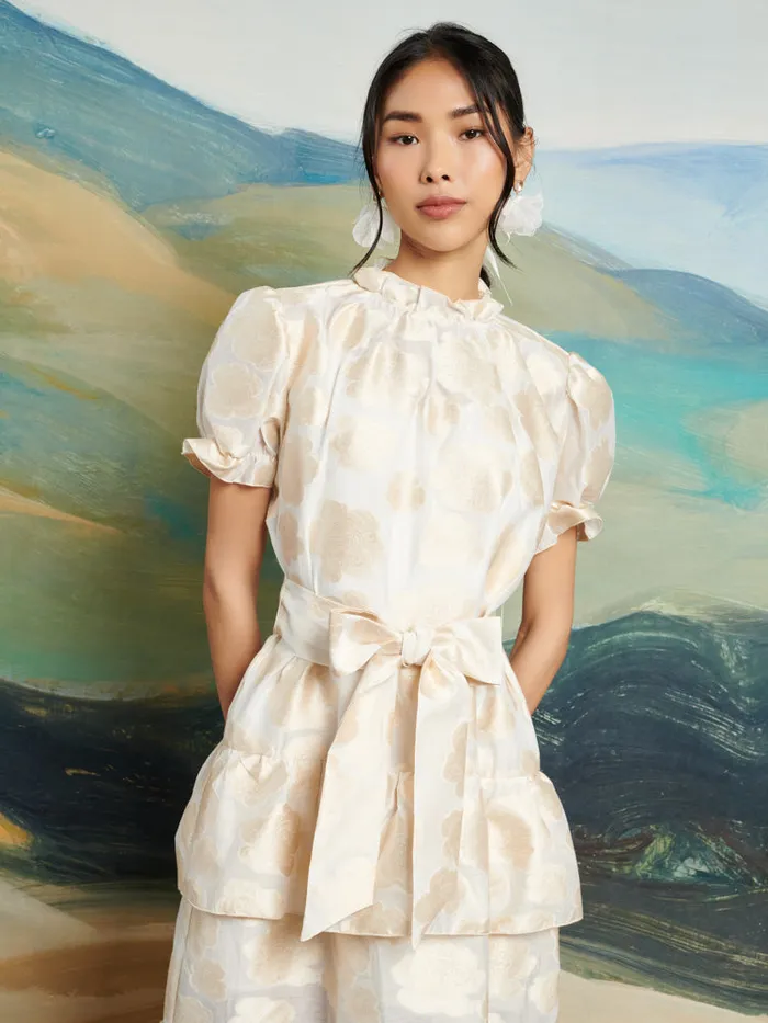 Women DREAM Lasso Jacquard Midi Dress White Gold Sister Jane Dresses