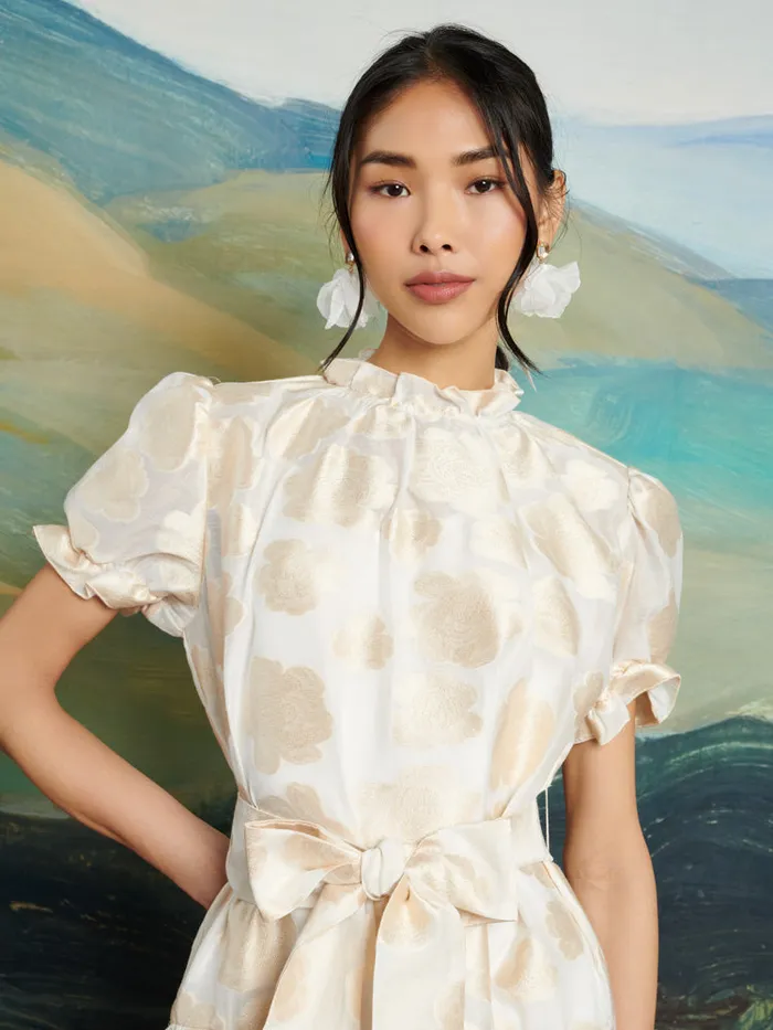 Women DREAM Lasso Jacquard Midi Dress White Gold Sister Jane Dresses