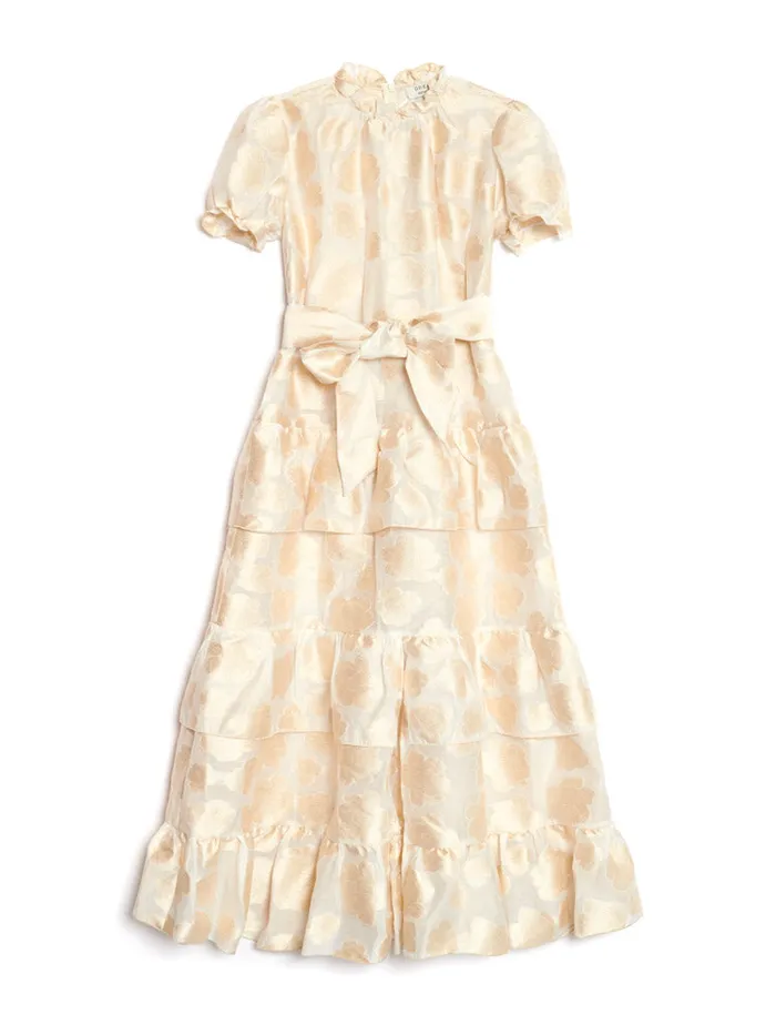 Women DREAM Lasso Jacquard Midi Dress White Gold Sister Jane Dresses