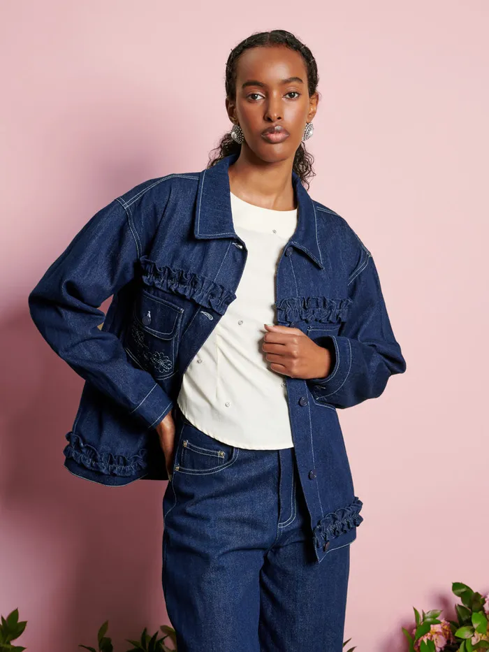 Women DREAM Rosie Denim Embroidery Jacket Raw Denim Sister Jane Jackets