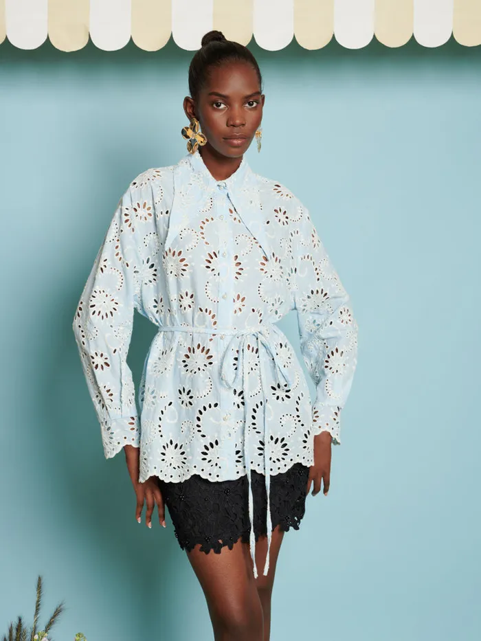 Women DREAM Rosslyn Embroidered Shirt Clear Blue Sister Jane Tops