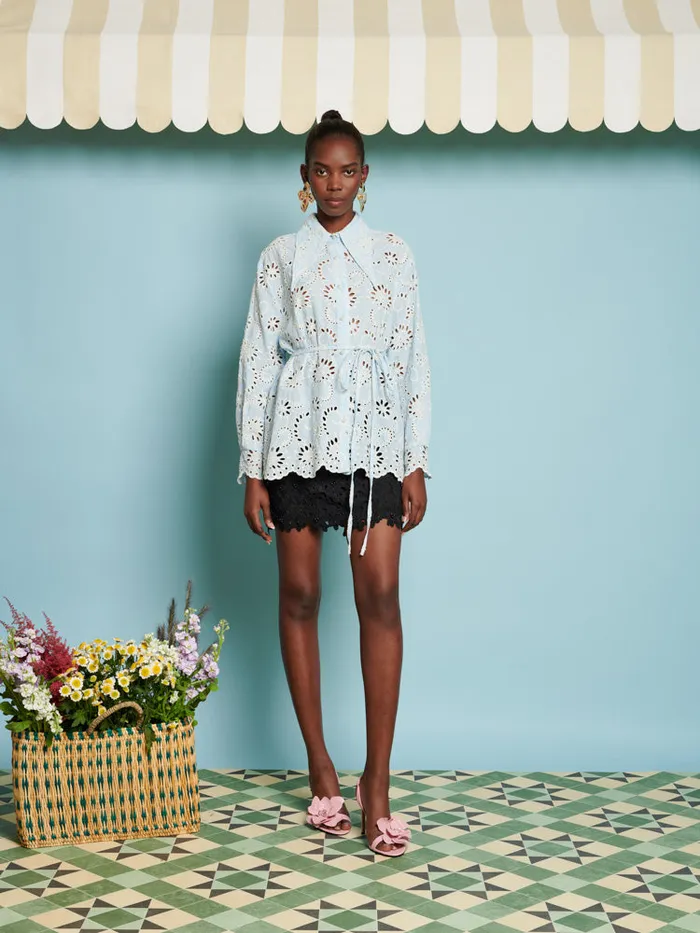 Women DREAM Rosslyn Embroidered Shirt Clear Blue Sister Jane Tops