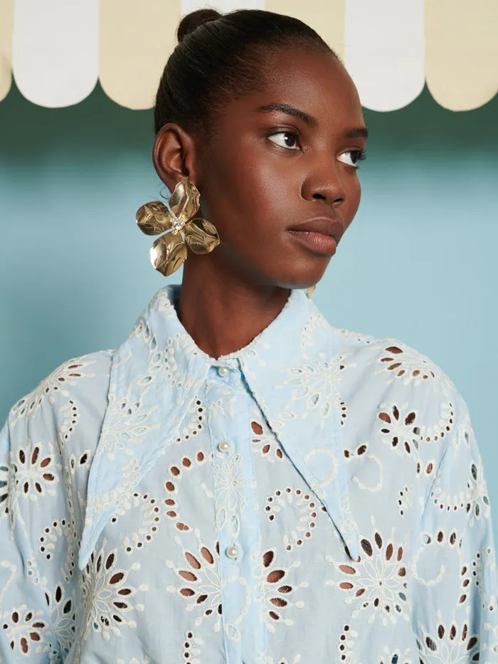 Women DREAM Rosslyn Embroidered Shirt Clear Blue Sister Jane Tops