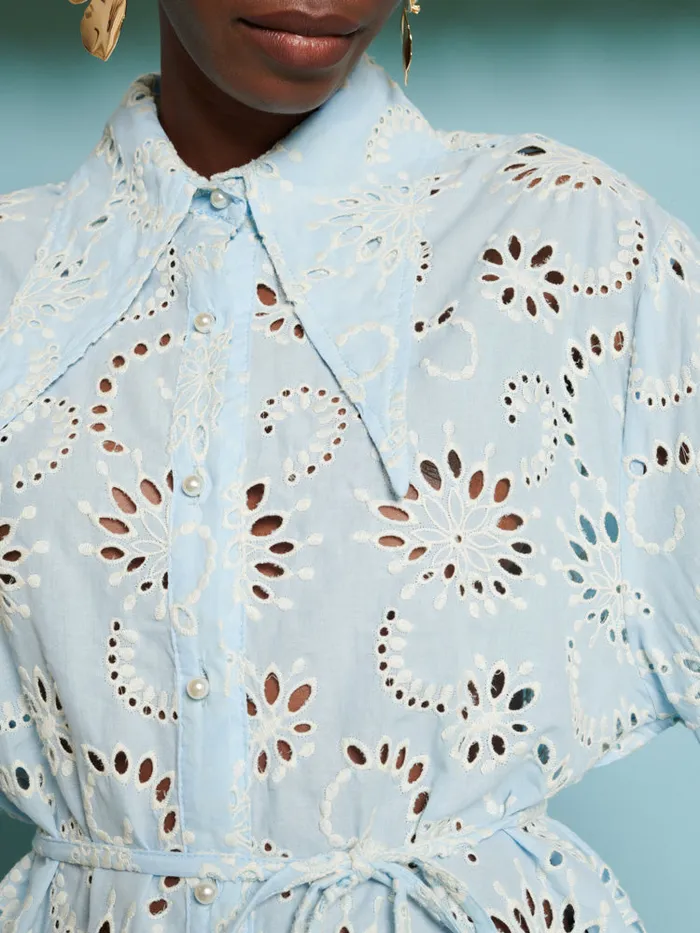 Women DREAM Rosslyn Embroidered Shirt Clear Blue Sister Jane Tops