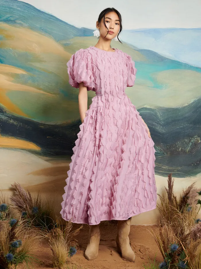 Women DREAM Roundup Ruffle Midi Dress True Pink Sister Jane Dresses