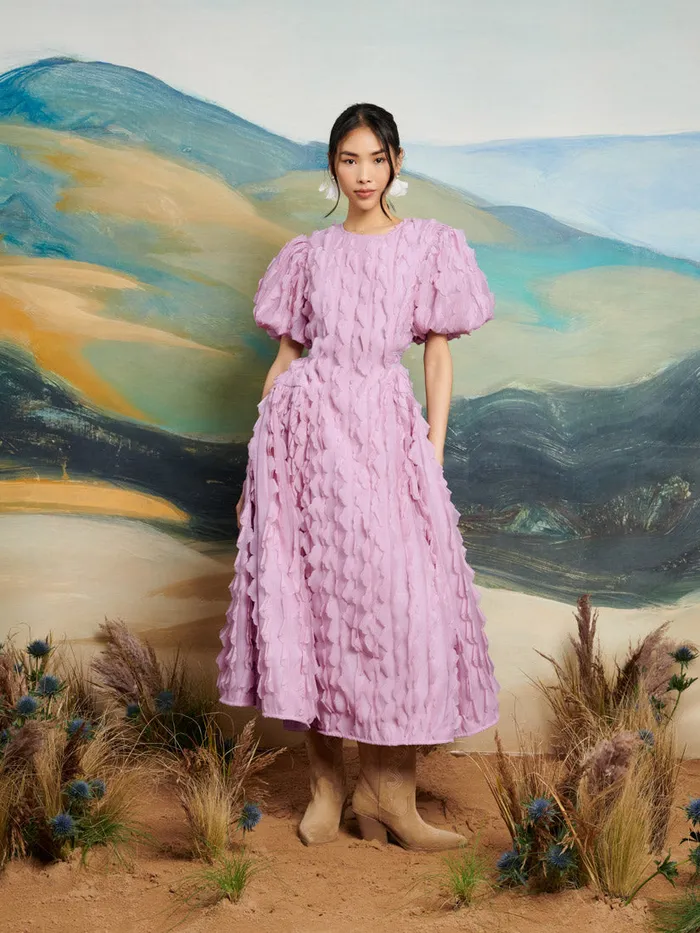 Women DREAM Roundup Ruffle Midi Dress True Pink Sister Jane Dresses