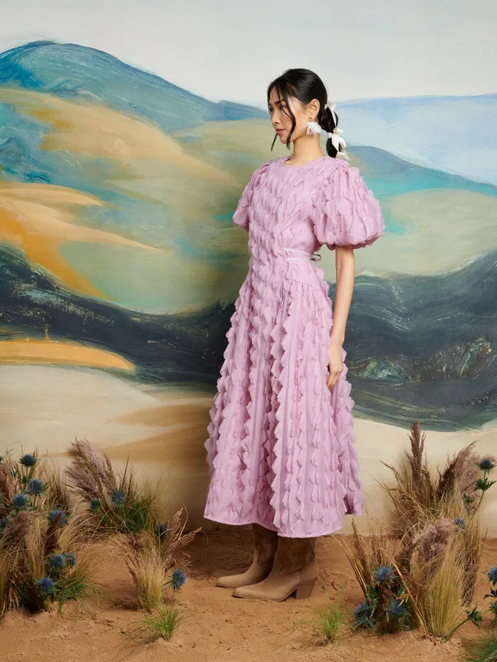 Women DREAM Roundup Ruffle Midi Dress True Pink Sister Jane Dresses