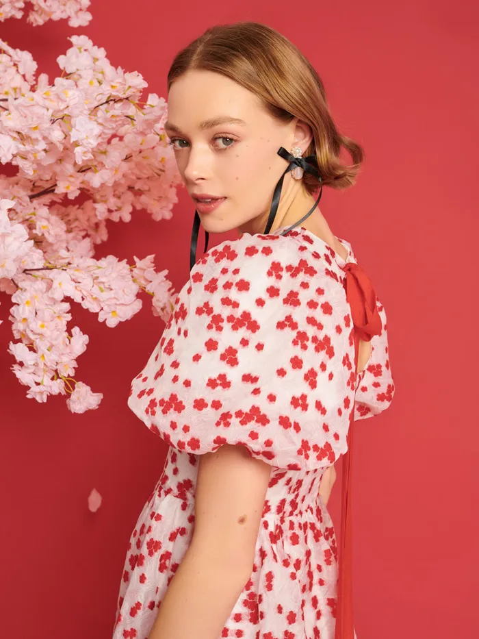 Women DREAM Sakura Jacquard Mini Dress White U0026 Red Sister Jane Dresses