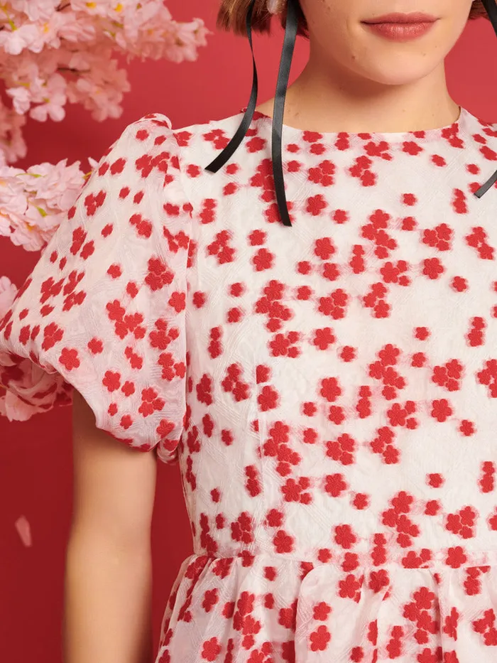 Women DREAM Sakura Jacquard Mini Dress White U0026 Red Sister Jane Dresses