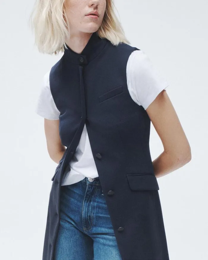 Women Dresses 038 Skirts Rag 038 Bone Slade Knit Twill Vest Dress Navy