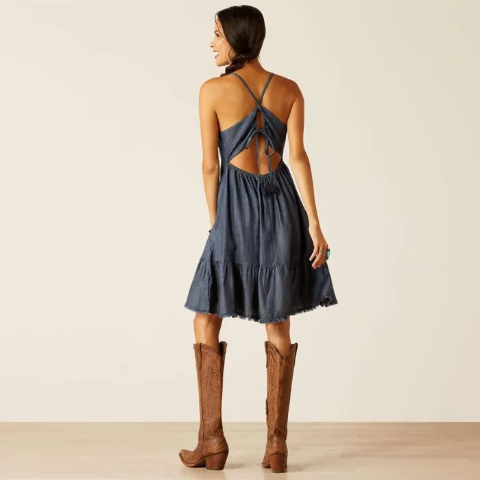 Women Dresses and Skirts Ariat Calico Dress Indigo Rinse