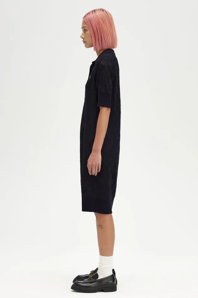 Women Dresses Fred Perry Metallic Chequerboard Knit Dress Black