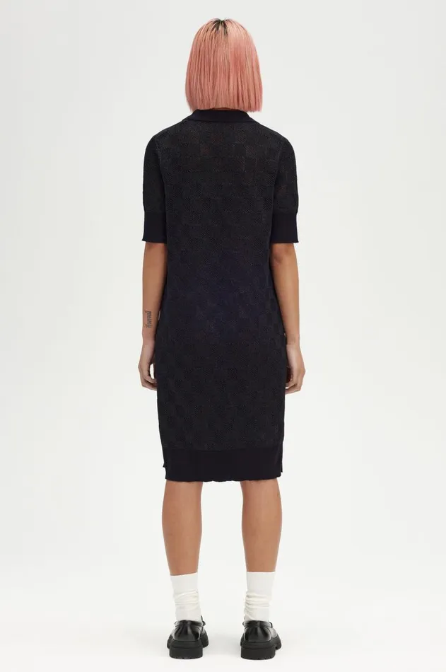 Women Dresses Fred Perry Metallic Chequerboard Knit Dress Black