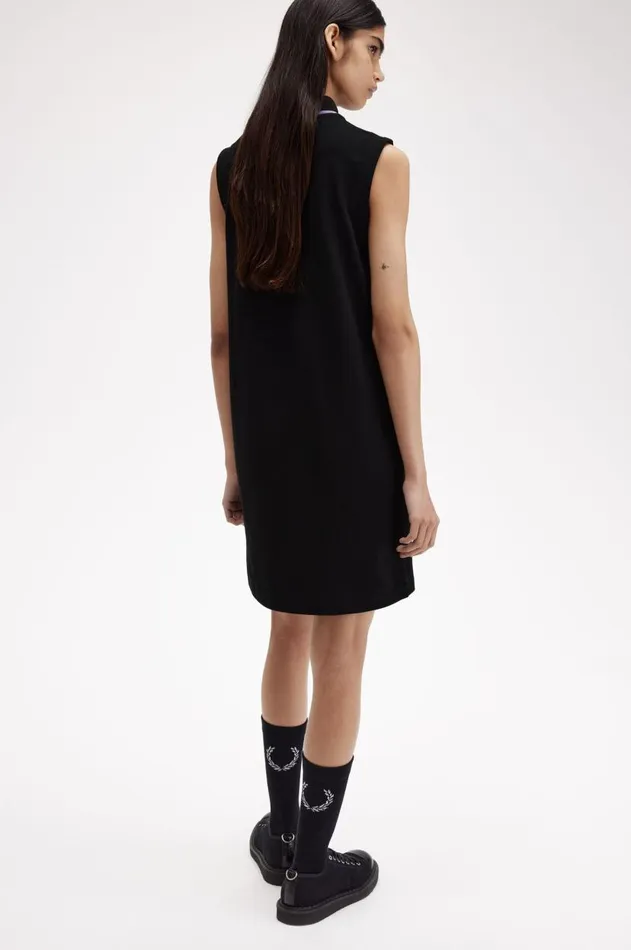 Women Dresses Fred Perry Metallic Tipped Mock Neck Dress Black