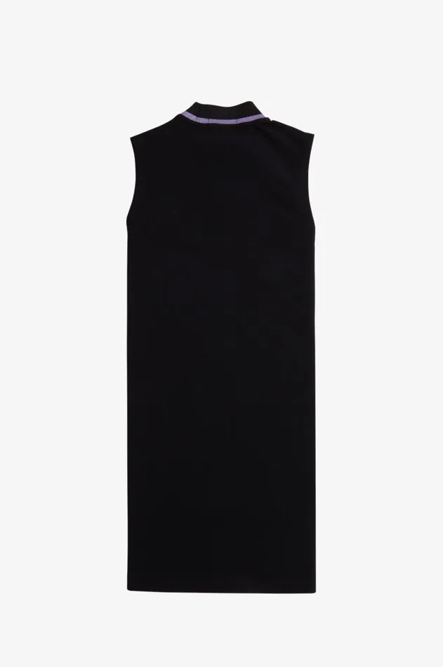 Women Dresses Fred Perry Metallic Tipped Mock Neck Dress Black