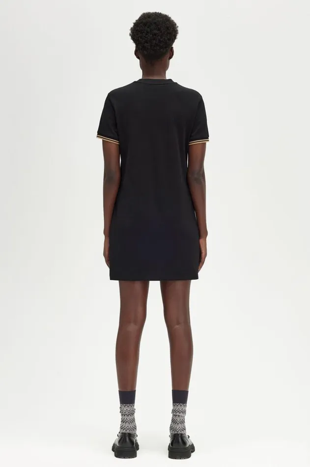 Women Dresses Fred Perry Twin Tipped Piqu TShirt Dress Black
