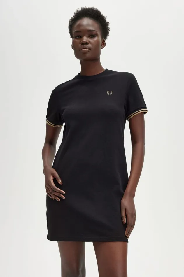 Women Dresses Fred Perry Twin Tipped Piqu TShirt Dress Black