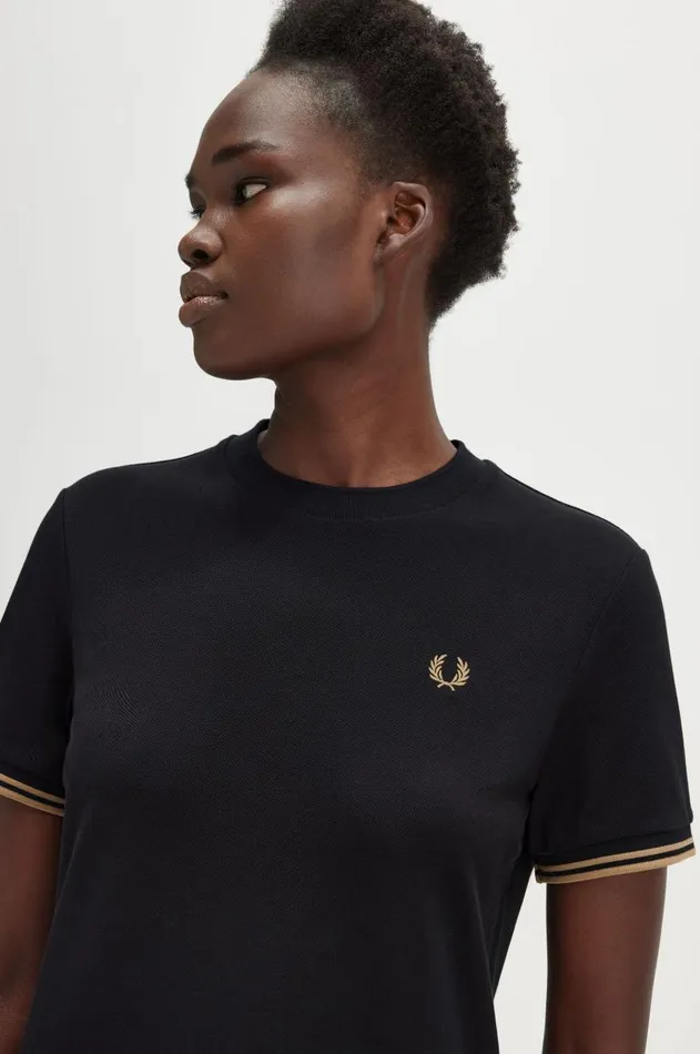 Women Dresses Fred Perry Twin Tipped Piqu TShirt Dress Black