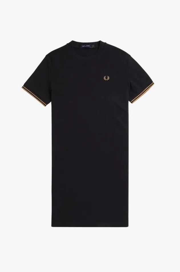 Women Dresses Fred Perry Twin Tipped Piqu TShirt Dress Black