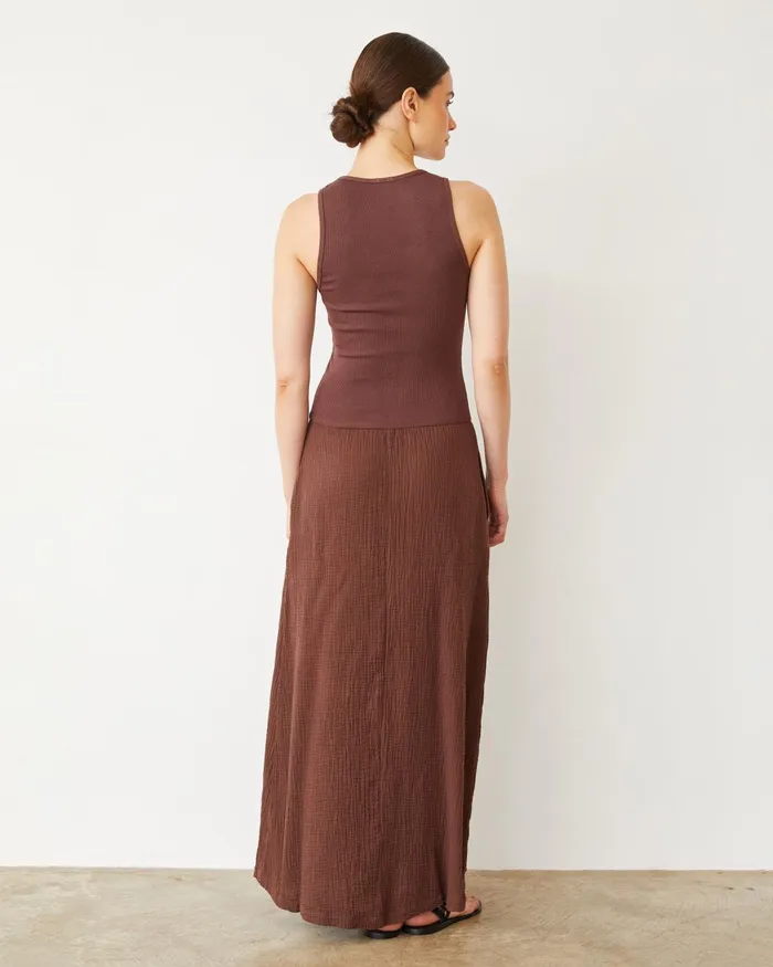 Women Dresses MONROW Mix Media Tank Maxi Dress Mahogany