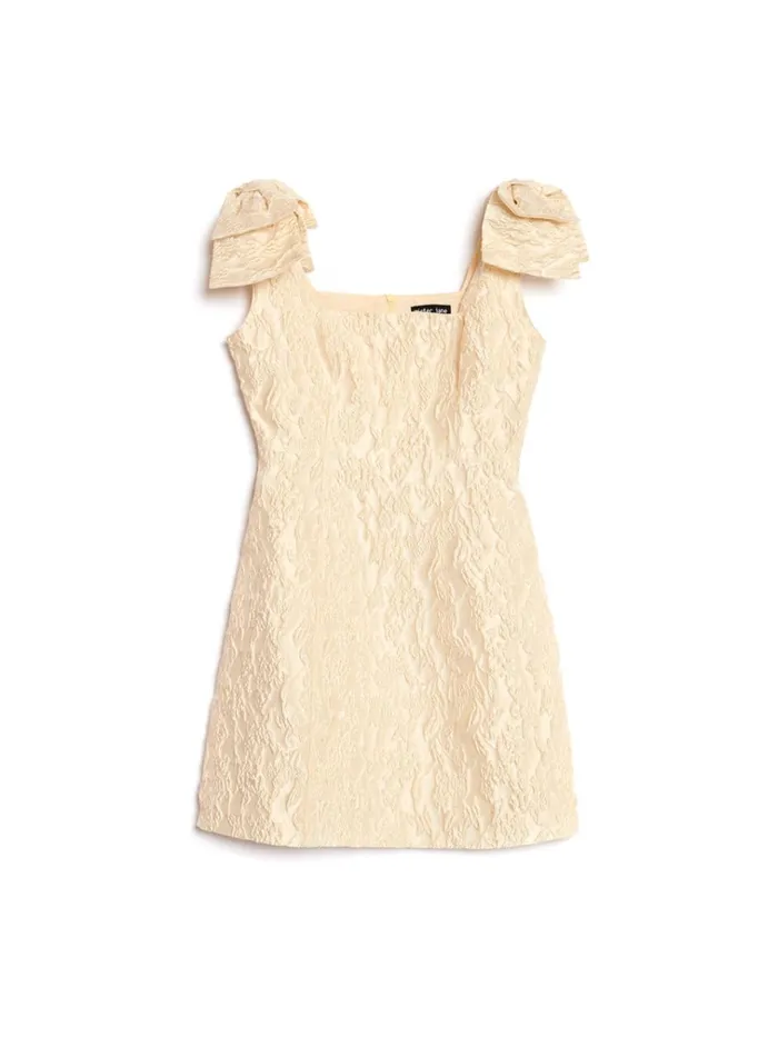 Women Eden Blossom Jacquard Mini Dress Pastel Yellow Sister Jane Dresses