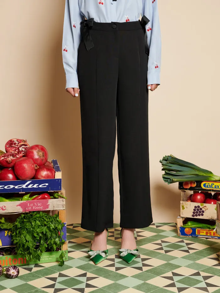 Women Eden Bow Trousers Coal Black Sister Jane Bottoms