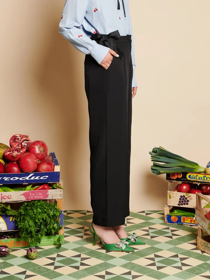 Women Eden Bow Trousers Coal Black Sister Jane Bottoms