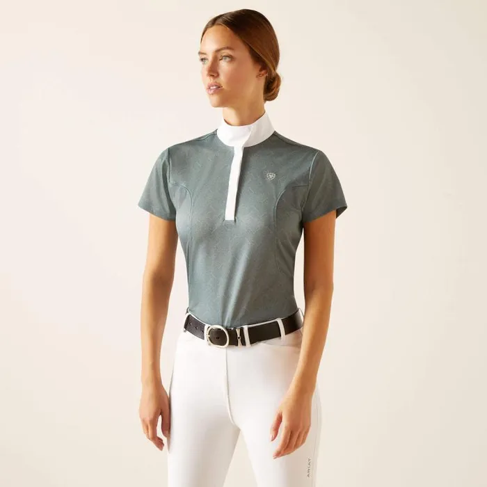 Women English Riding Ariat Aptos Show Shirt North Atlantic Bit Emboss