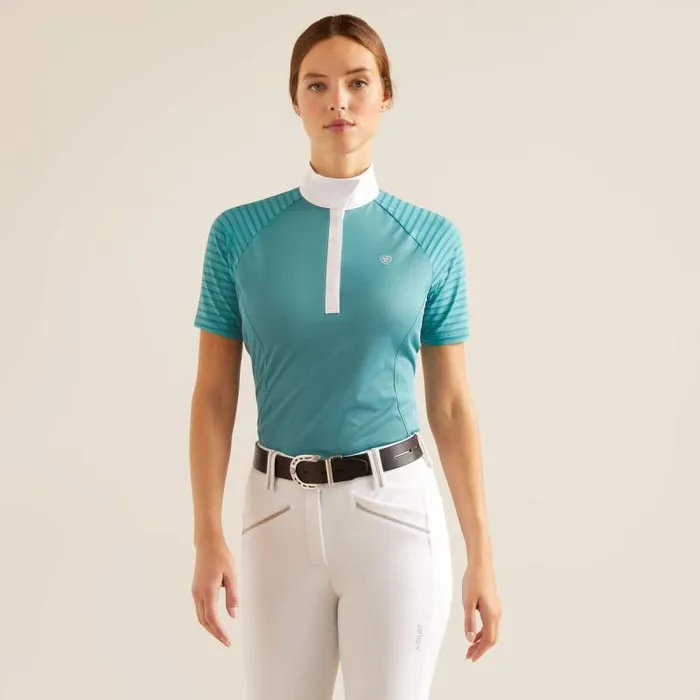 Women English Riding Ariat Aptos Vent Show Shirt Brittany Blue