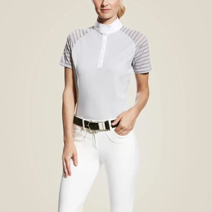 Women English Riding Ariat Aptos Vent Show Shirt Gray