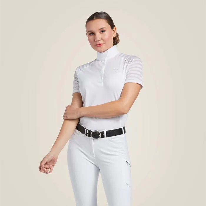 Women English Riding Ariat Aptos Vent Show Shirt White