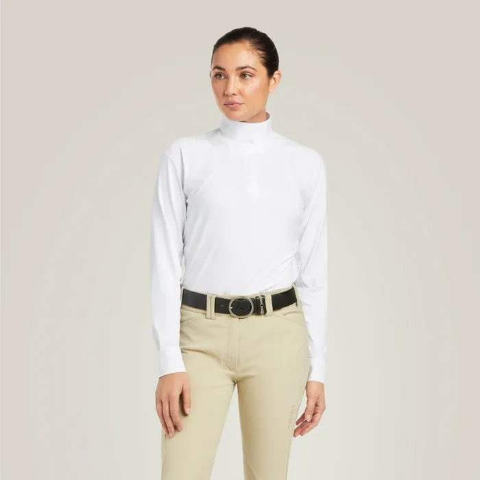 Women English Riding Ariat Auburn Show Shirt White