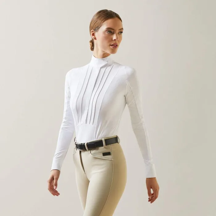 Women English Riding Ariat Luxe Show Shirt White