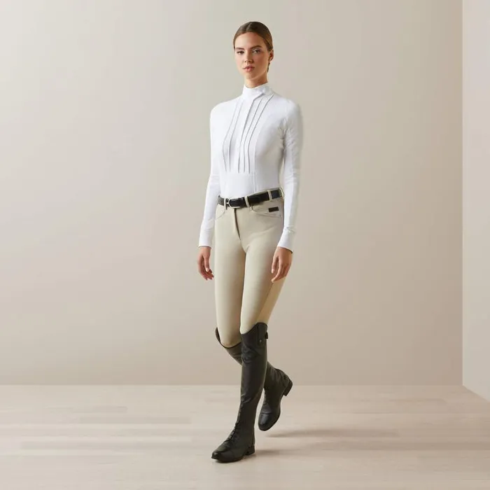 Women English Riding Ariat Luxe Show Shirt White Women English Riding Ariat Luxe Show Shirt White