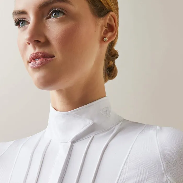 Women English Riding Ariat Luxe Show Shirt White Women English Riding Ariat Luxe Show Shirt White