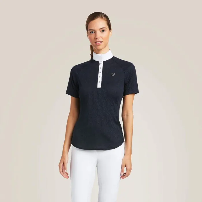 Women English Riding Ariat Showstopper 30 Show Shirt Show Navy