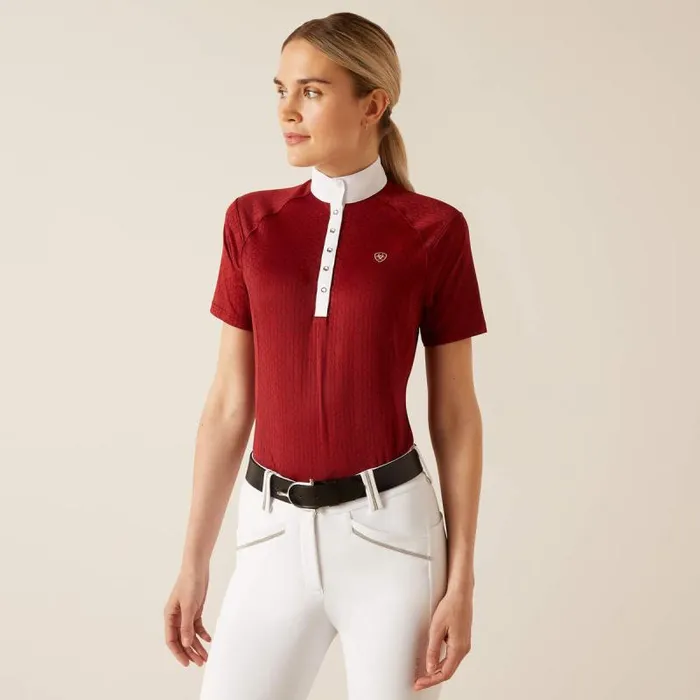 Women English Riding Ariat Showstopper 30 Show Shirt Sundried Tomato