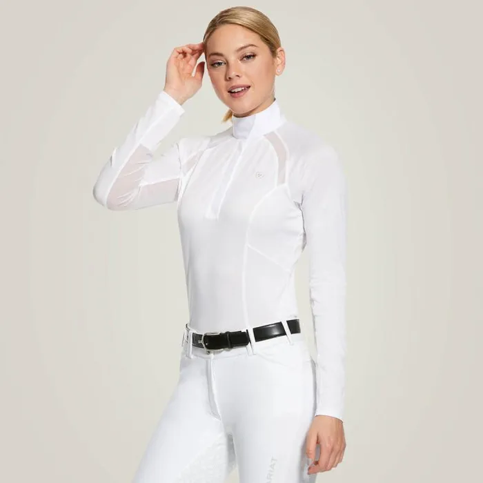 Women English Riding Ariat Sunstopper 20 Show Shirt White