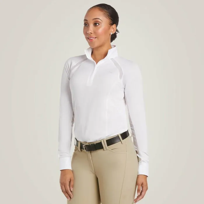 Women English Riding Ariat Sunstopper Pro 20 Show Shirt White
