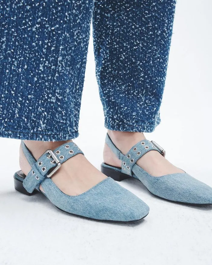 Women Flats Rag 038 Bone Astra Slingback 8211 Denim Denim