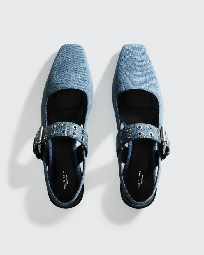 Women Flats Rag 038 Bone Astra Slingback 8211 Denim Denim